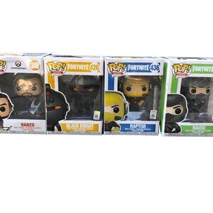 Bundle of 4 Fortnite Funkopops - Black knight, Hanzo, Raptor, and Havoc